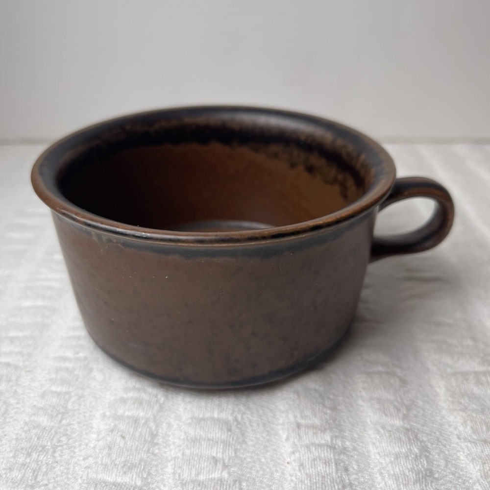 VTG Arabia Finland Ruska Flat Coffee Mug Brown Black Speckle Rustic